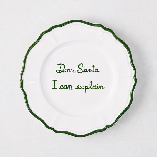 "Dear Santa I Can Explain" Appetizer Plate, Green
