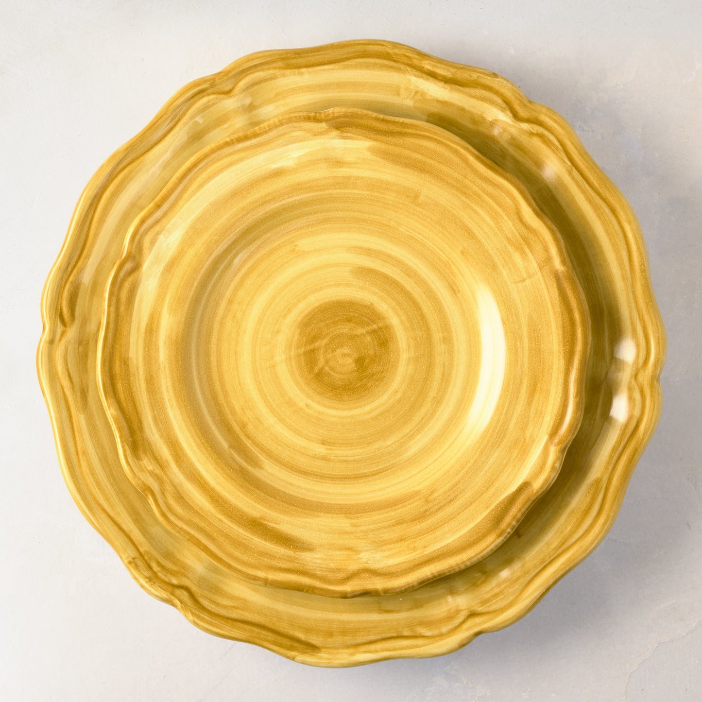 Deruta Yellow Painted Ceramic Dinner Plate