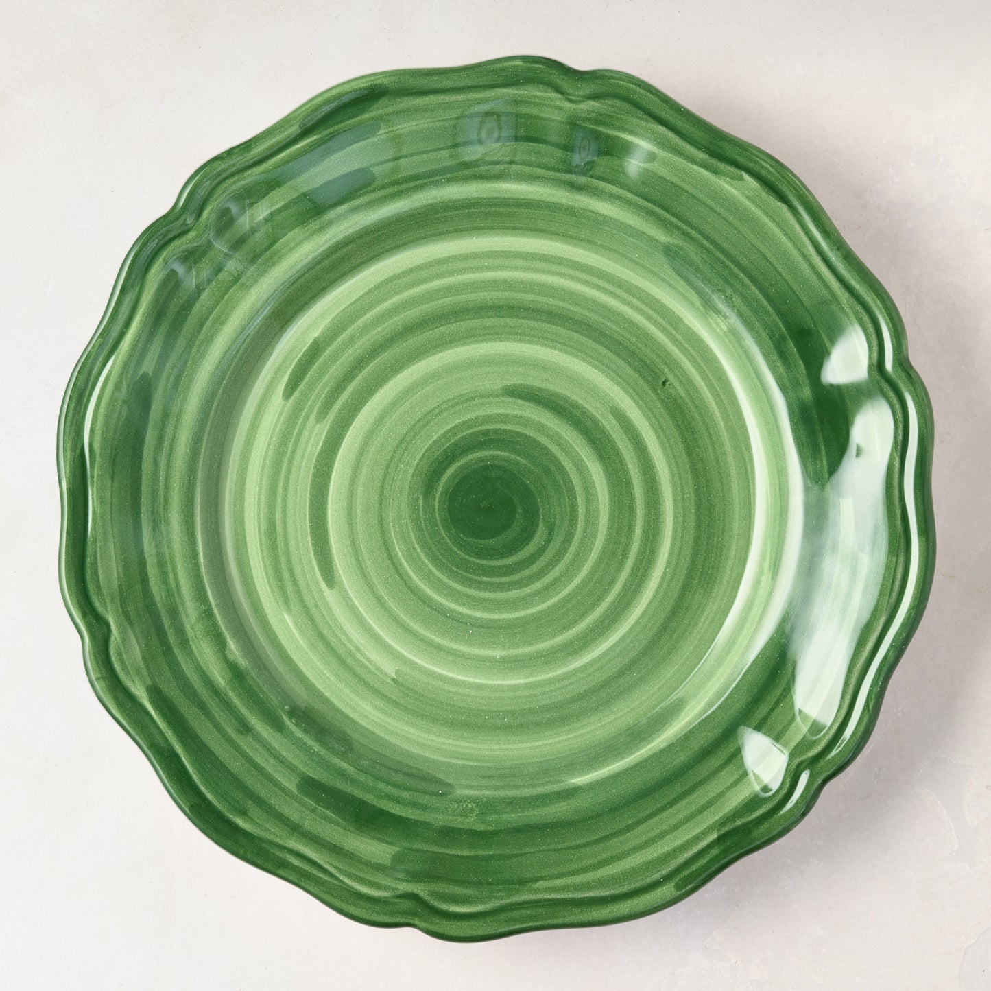 Deruta Green Painted Ceramic Dinner Plate