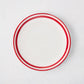 Red Hand-Painted Double Border Holiday Appetizer Plate