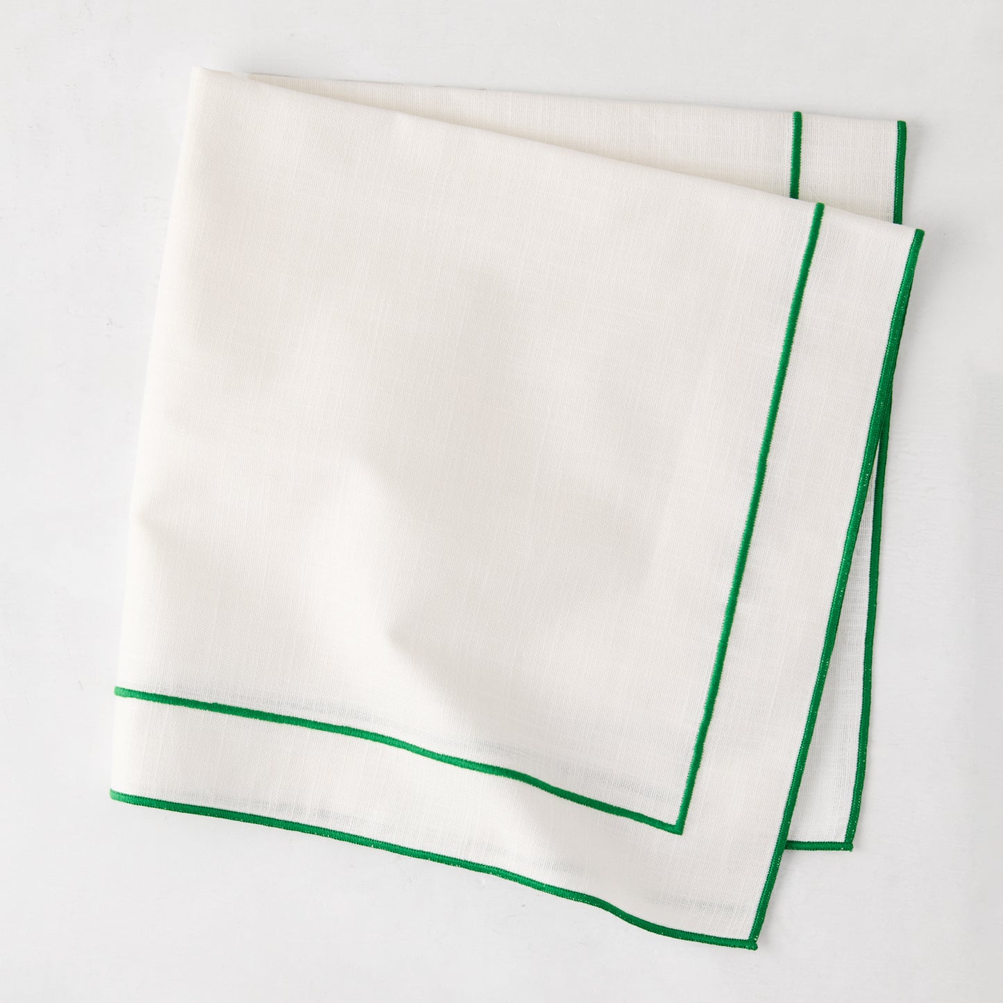 Green Double Line Embroidered Linen Napkin