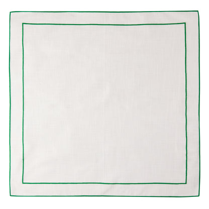 Green Double Line Embroidered Linen Napkin