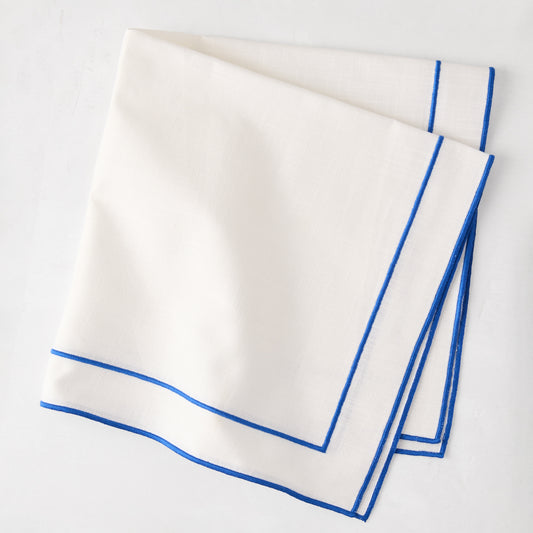 Blue Double Line Embroidered Linen Napkin