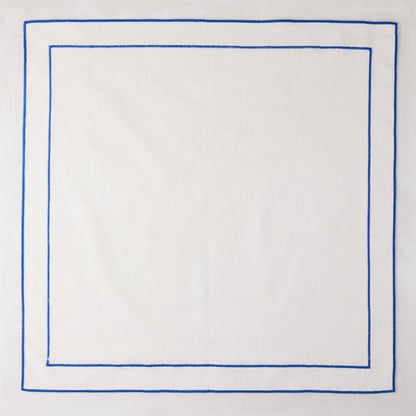 Blue Double Line Embroidered Linen Napkin