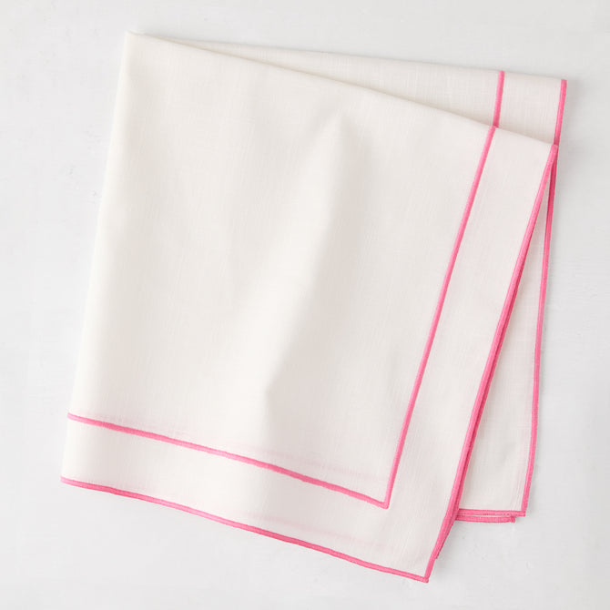 Pink Double Line Embroidered Cotton Napkin