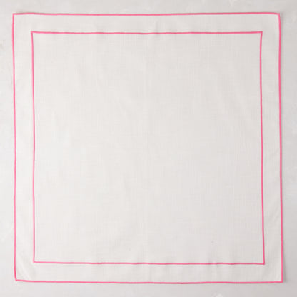 Pink Double Line Embroidered Linen Napkin