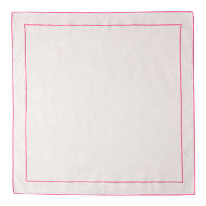 Pink Double Line Embroidered Linen Napkin