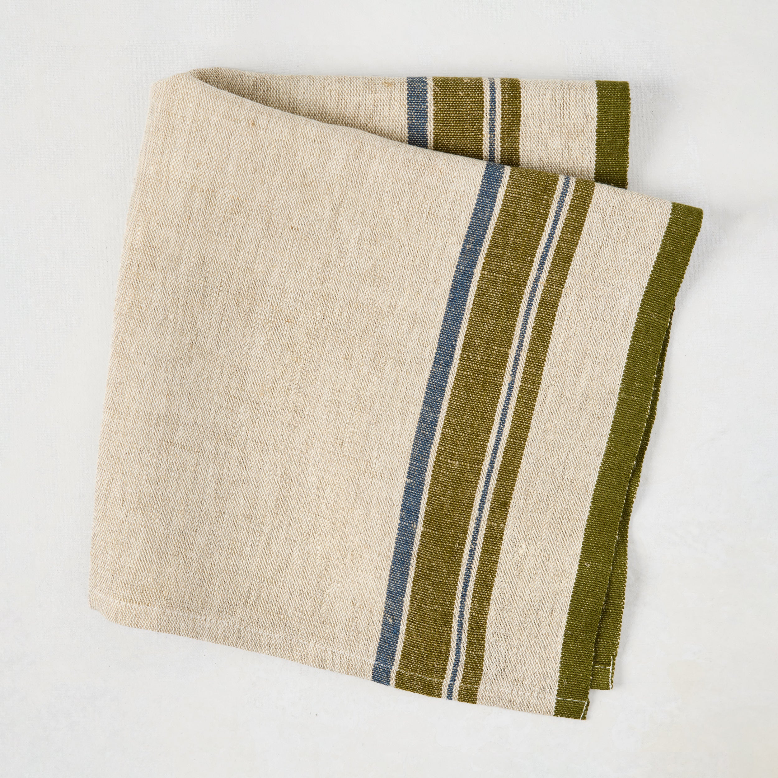 Ellis Blue and Green Stripe Cotton/Linen Napkin - Default Title - Hudson Grace