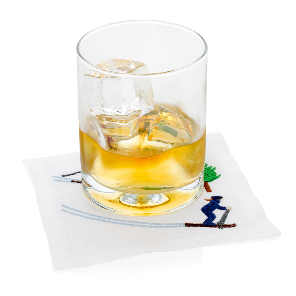 Embroidered Skier Coaster, Set of 4