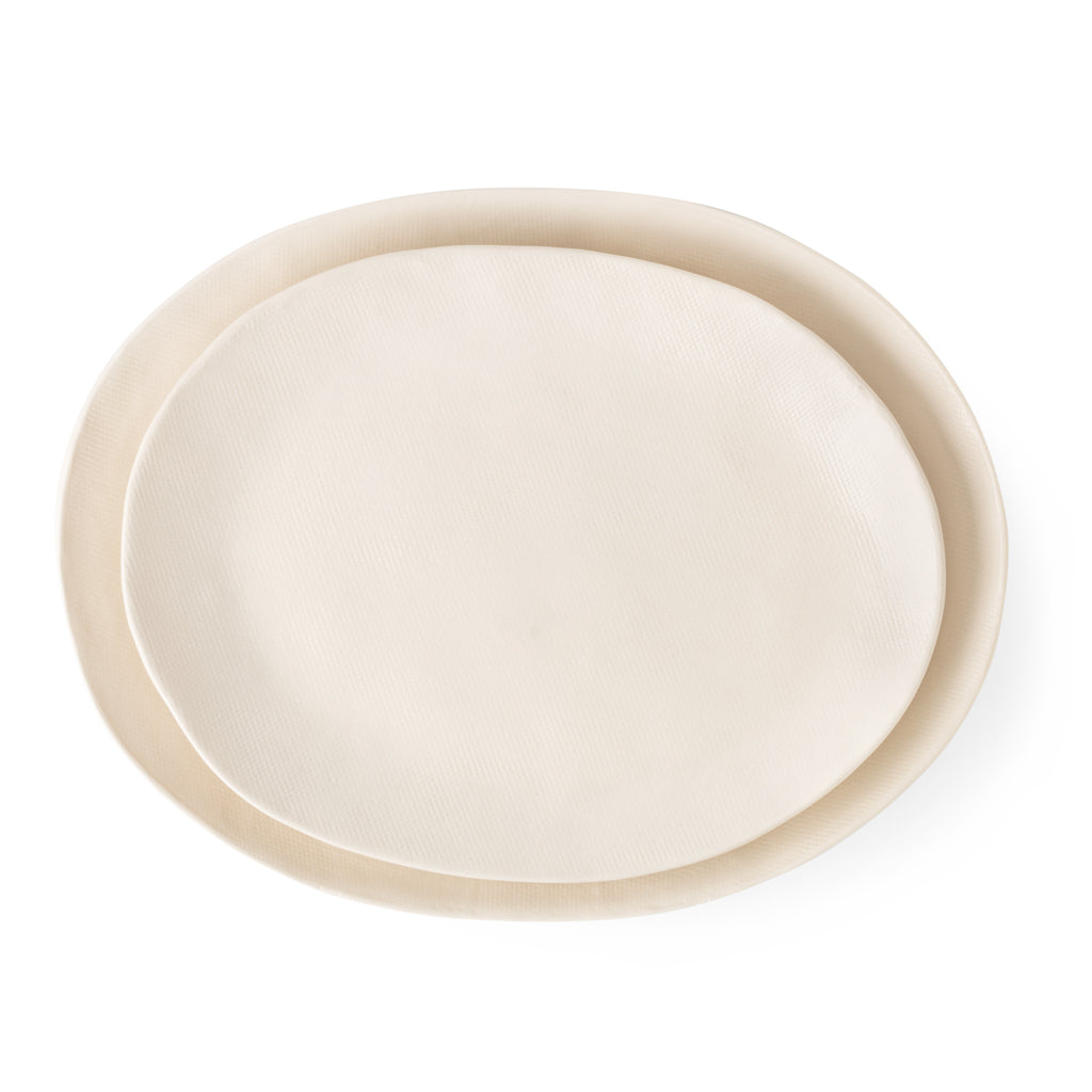 French Vanilla Off-White Oval Serving Platters Small and Large