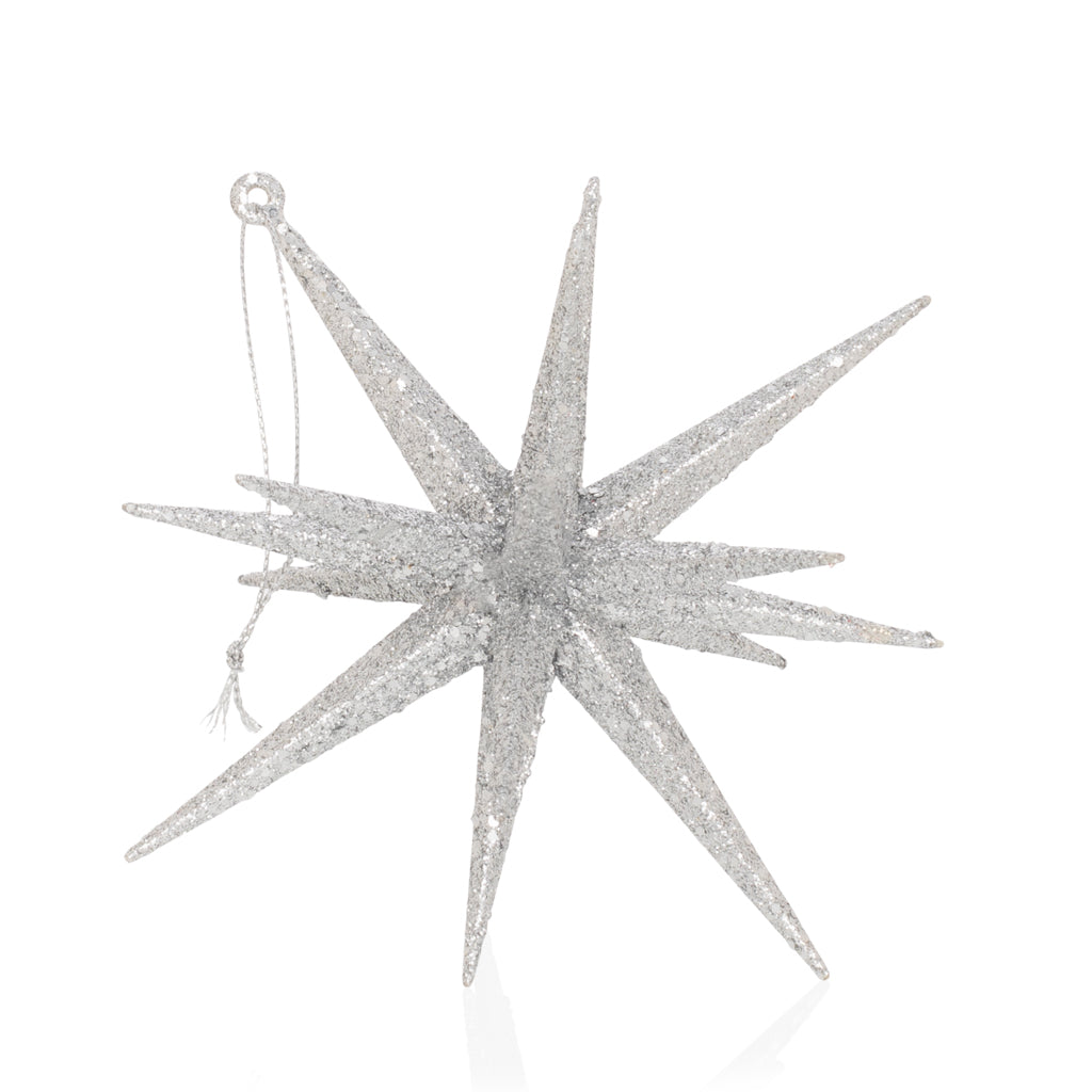 Silver Glitter Star Christmas Ornament