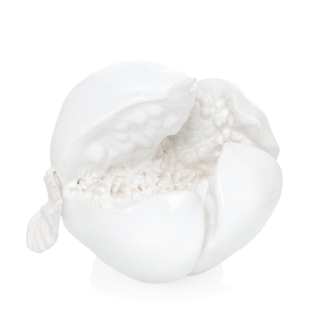 White Ceramic Open Decorative Pomegranate