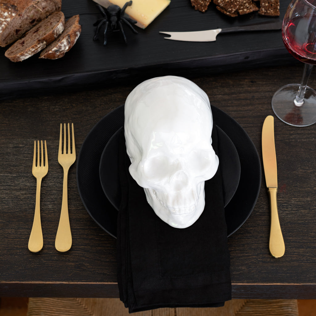 Shiny White Ceramic Halloween Skull