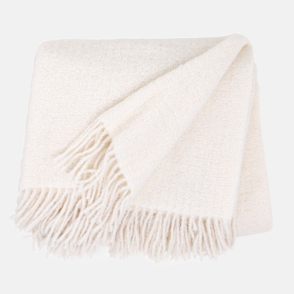 Ivory Alpaca Throw, Lambswool Blanket, Throw Gift, Winter Wrap Hand-finished with popular Fringed Edges