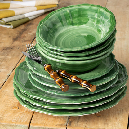 Deruta Green Painted Ceramic Dinner Plate