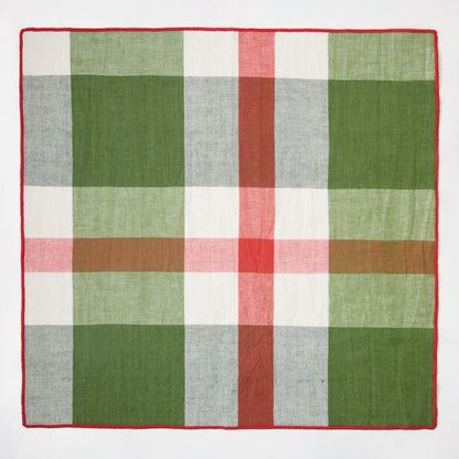 Festive Green and Red Plaid Cotton Napkin