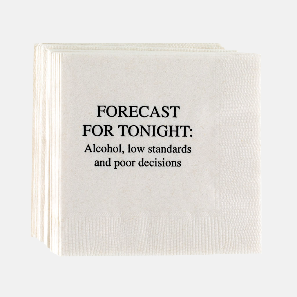 "Forecast For Tonight" Paper Cocktail Napkins, Set of 50