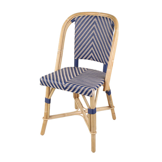 Rattan Fouquets Blue Chevron Bistro Chair