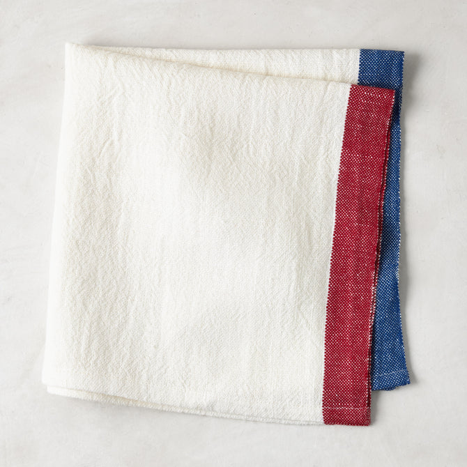 French Red and Blue Border Linen Napkin