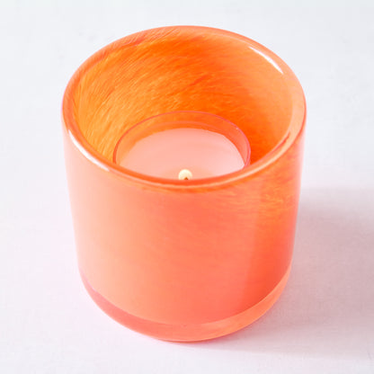 Small Orange Votive Glass Candle Holder