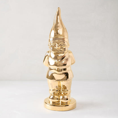 Limited Edition Gold Ceramic Holiday Gnome