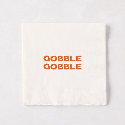 "Gobble, Gobble" Thanksgiving Paper Cocktail Napkins, Set of 50