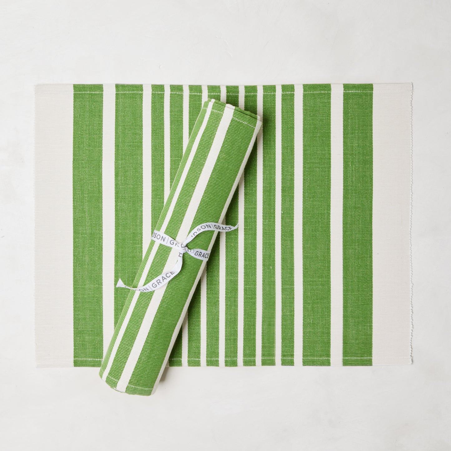 Green Stripe Woven Placemats, Set of 4