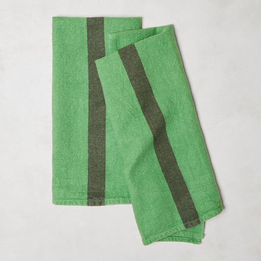 Green Striped Hand Towel Set