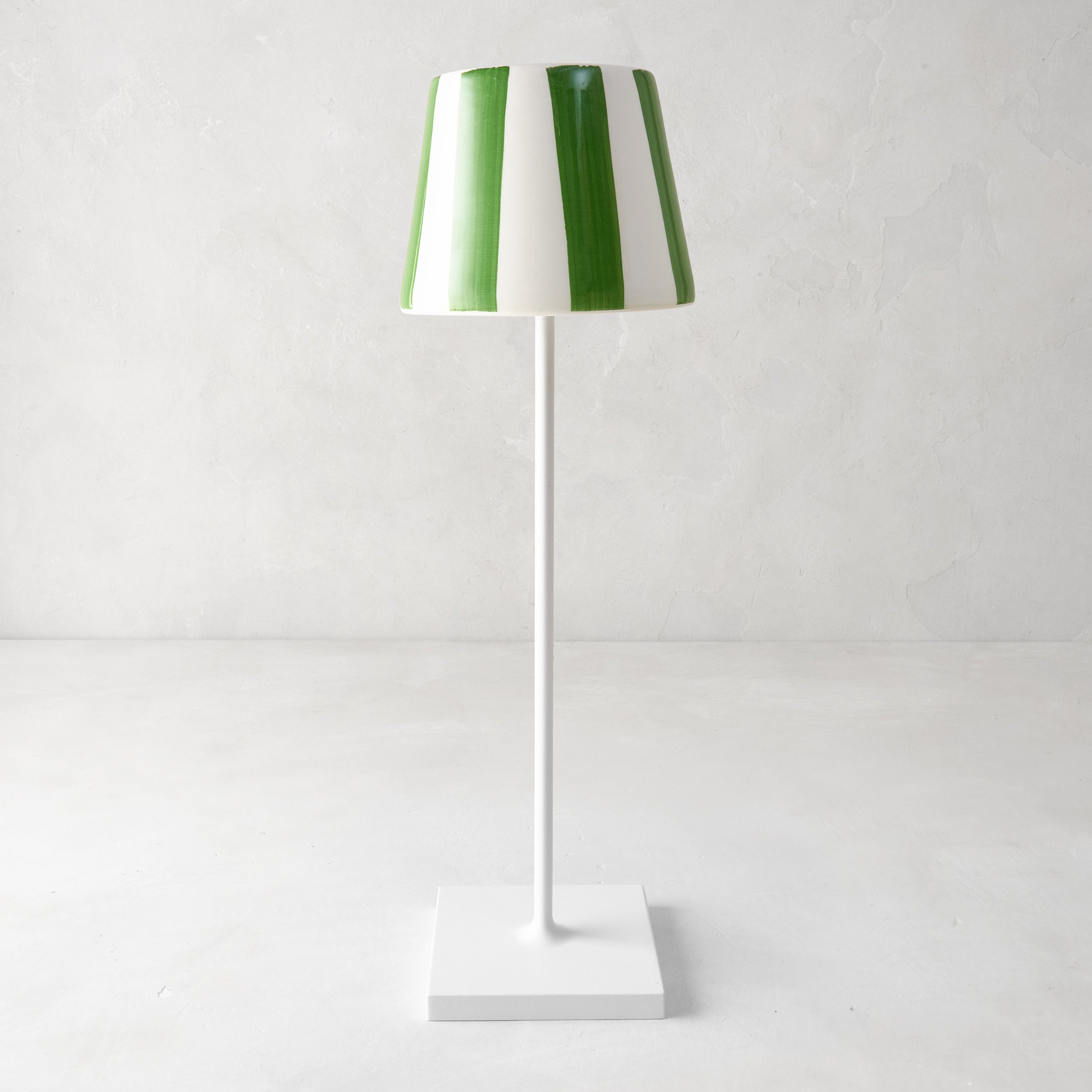 Green Striped Removable Ceramic Lamp Shade - Hudson Grace