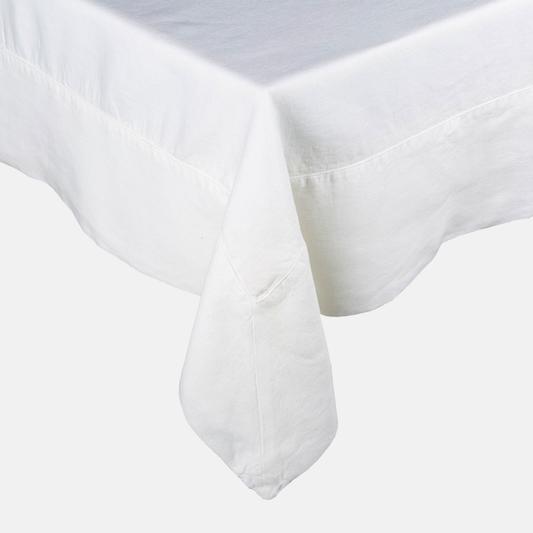 White HG Signature Hand-dyed Linen Tablecloth