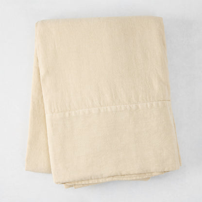 Buttermilk HG Signature Hand-Dyed Linen Tablecloth, 70" x 126"