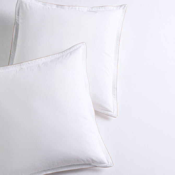 Khaki Piped Percale Euro Shams, Set of 2