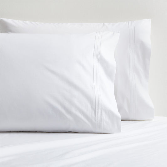 White Triple Stitch Percale Pillowcases, Set of 2