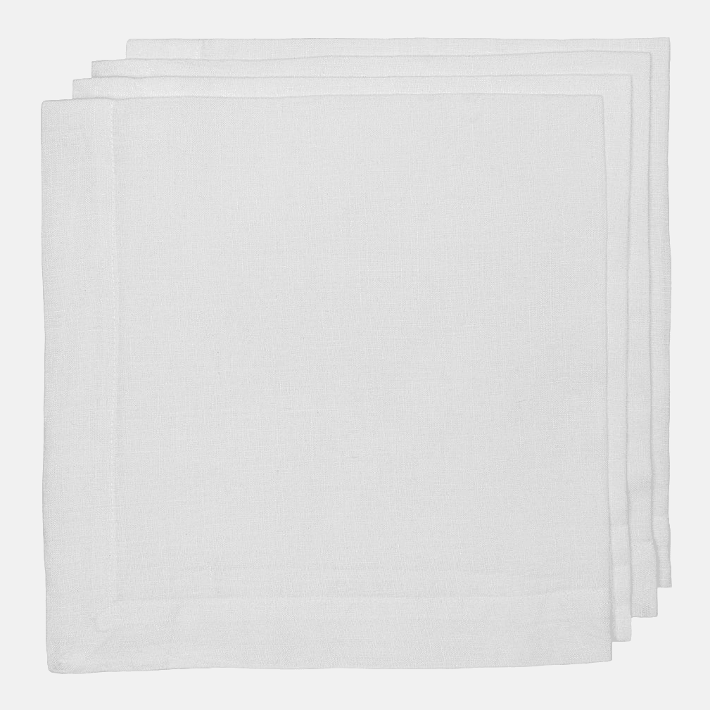 White Hudson Grace Signature Hand-dyed Linen Napkin