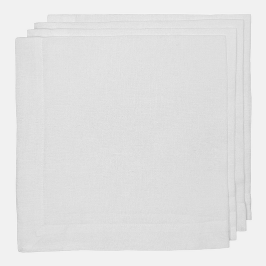White HG Signature Hand-dyed Linen Napkin