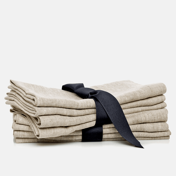 Oversized Natural Washed Flax Linen Napkins, Set of 4