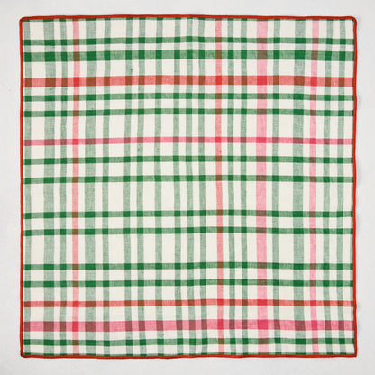 Holiday Green and Red Gingham Cotton Napkin