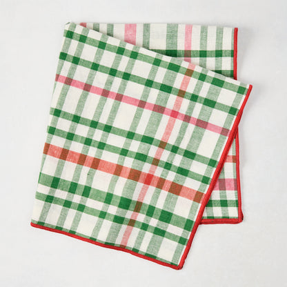 Holiday Green and Red Gingham Cotton Napkin