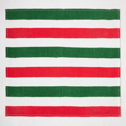 Holiday Red and Green Hampton Stripe Napkin