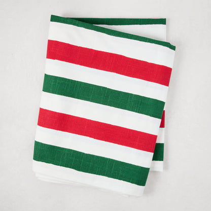Holiday Red and Green Hampton Stripe Tablecloth