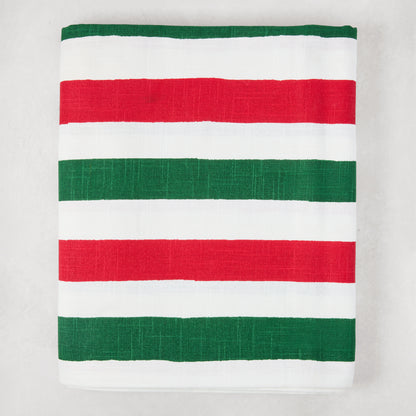 Holiday Red and Green Hampton Stripe Tablecloth
