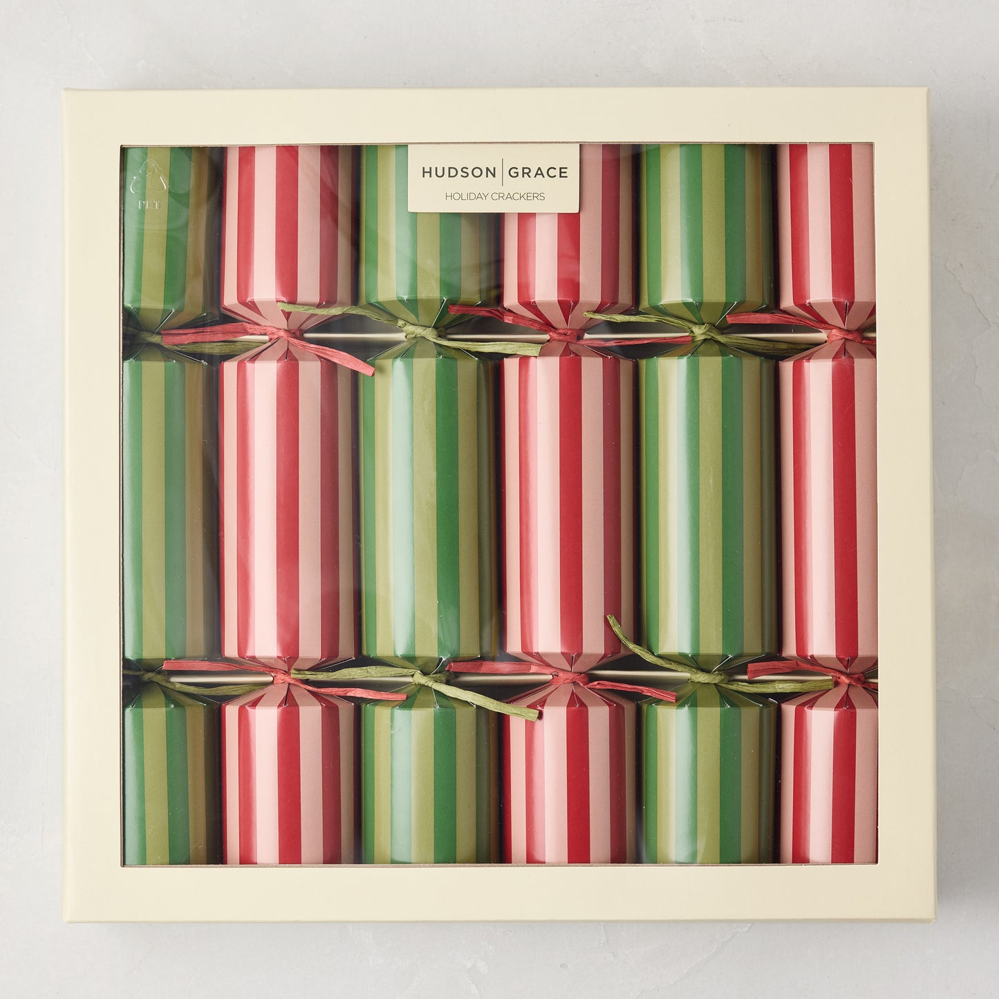 Hudson Grace Striped Holiday Christmas Crackers