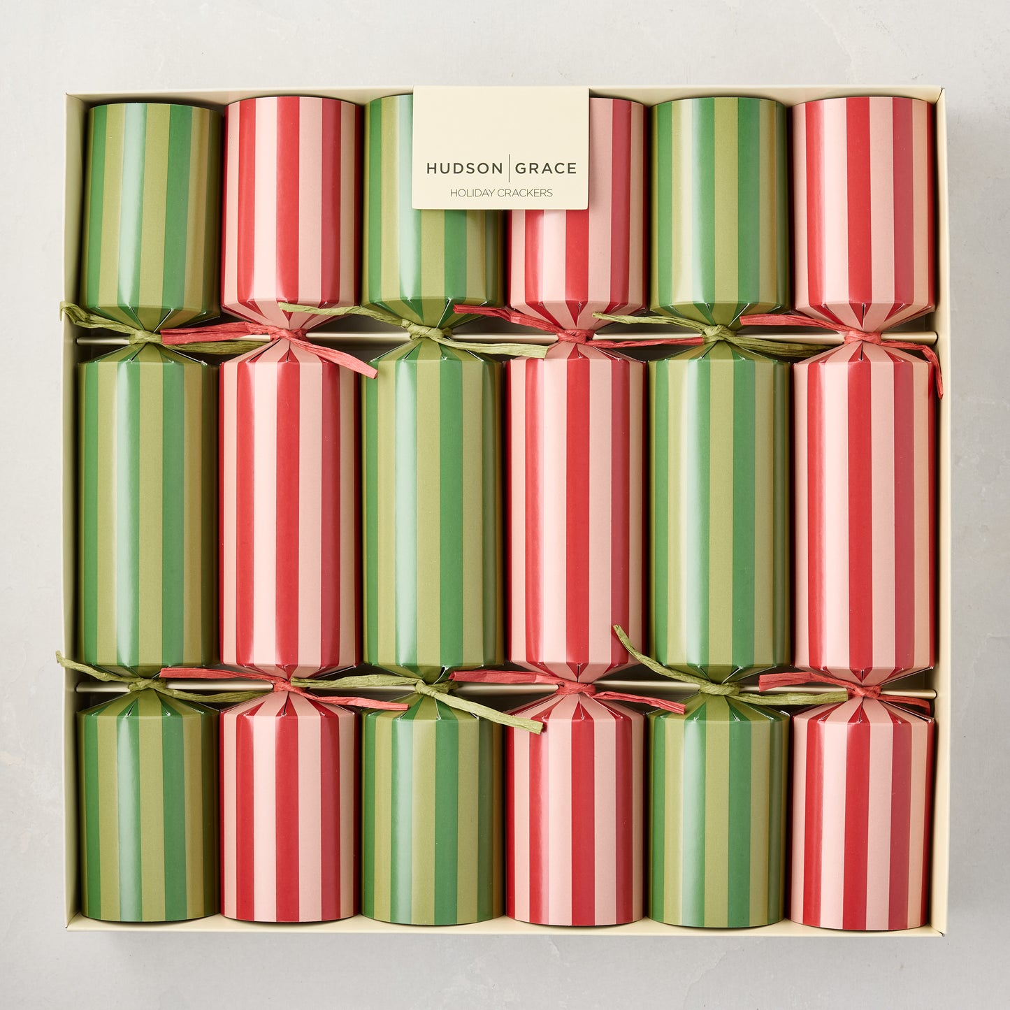 Hudson Grace Striped Holiday Christmas Crackers