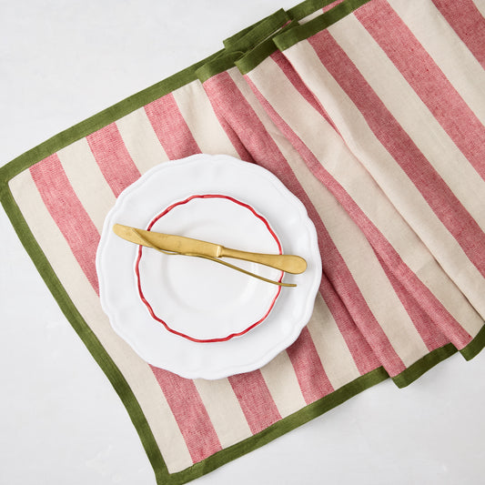 Candy Cane Stripe Linen Runner