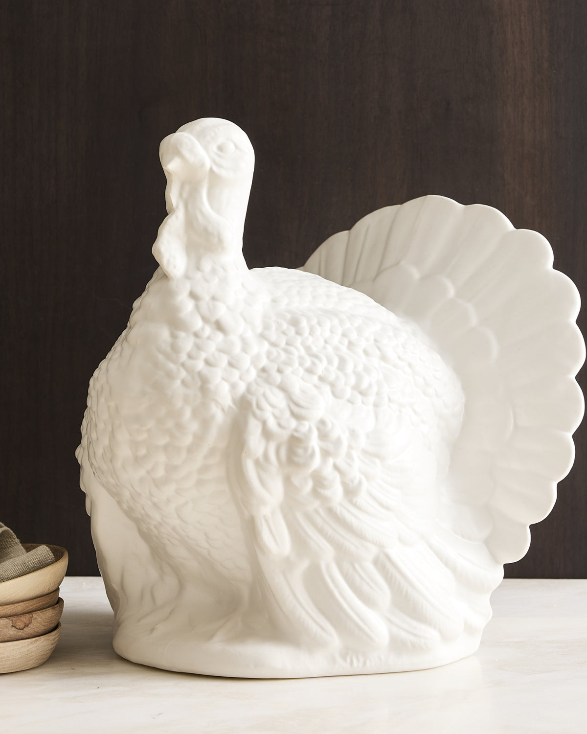 Hudson Grace white ceramic turkey decoration for Thanksgiving