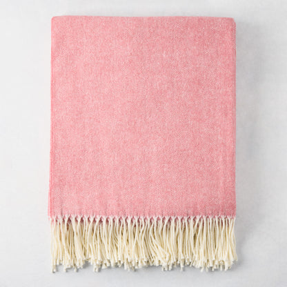 Berry Sorbet Pink Italian Herringbone Throw Blanket