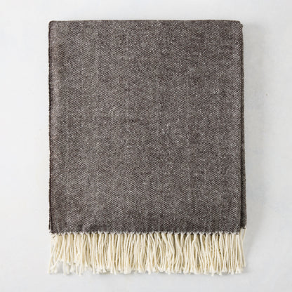 Chestnut Brown Italian Herringbone Throw Blanket