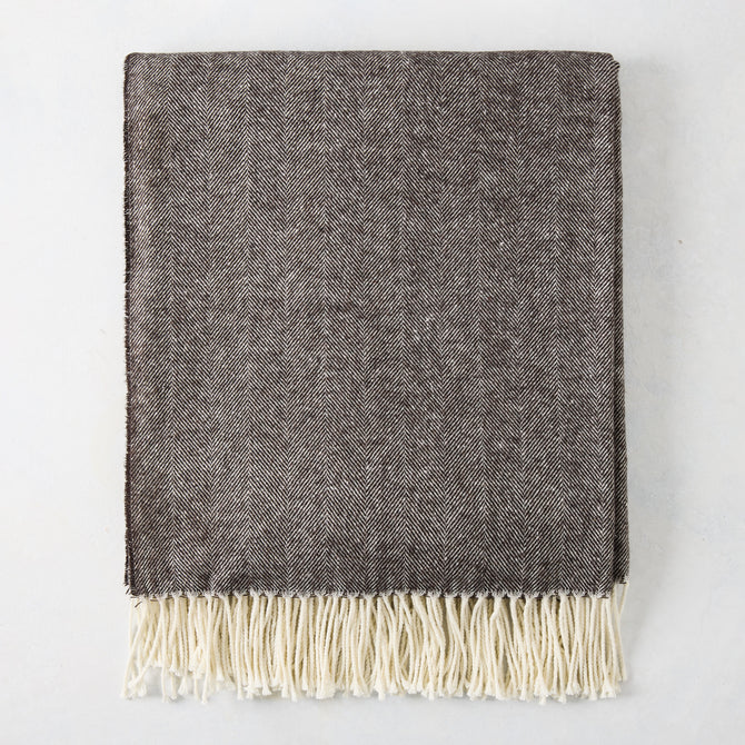 Chestnut Brown Italian Herringbone Throw Blanket