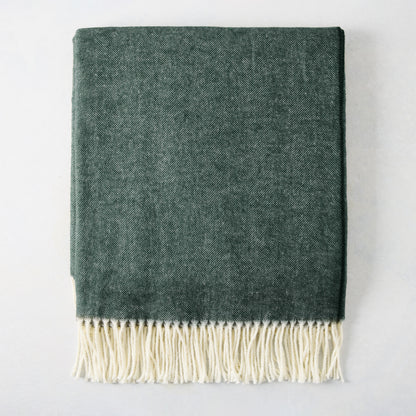 Pine Green Italian Herringbone Throw Blanket