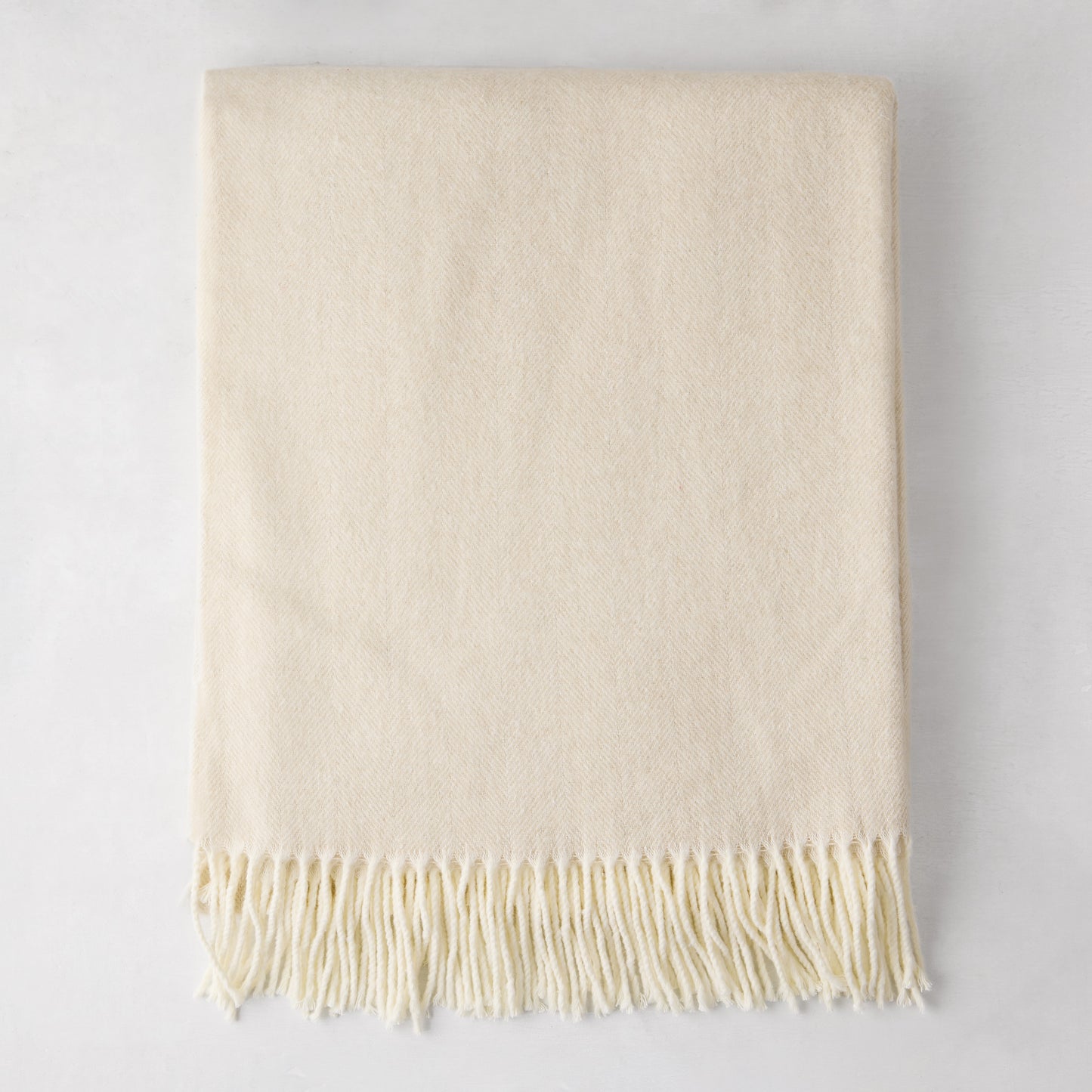 Birch Off-White Italian Herringbone Throw